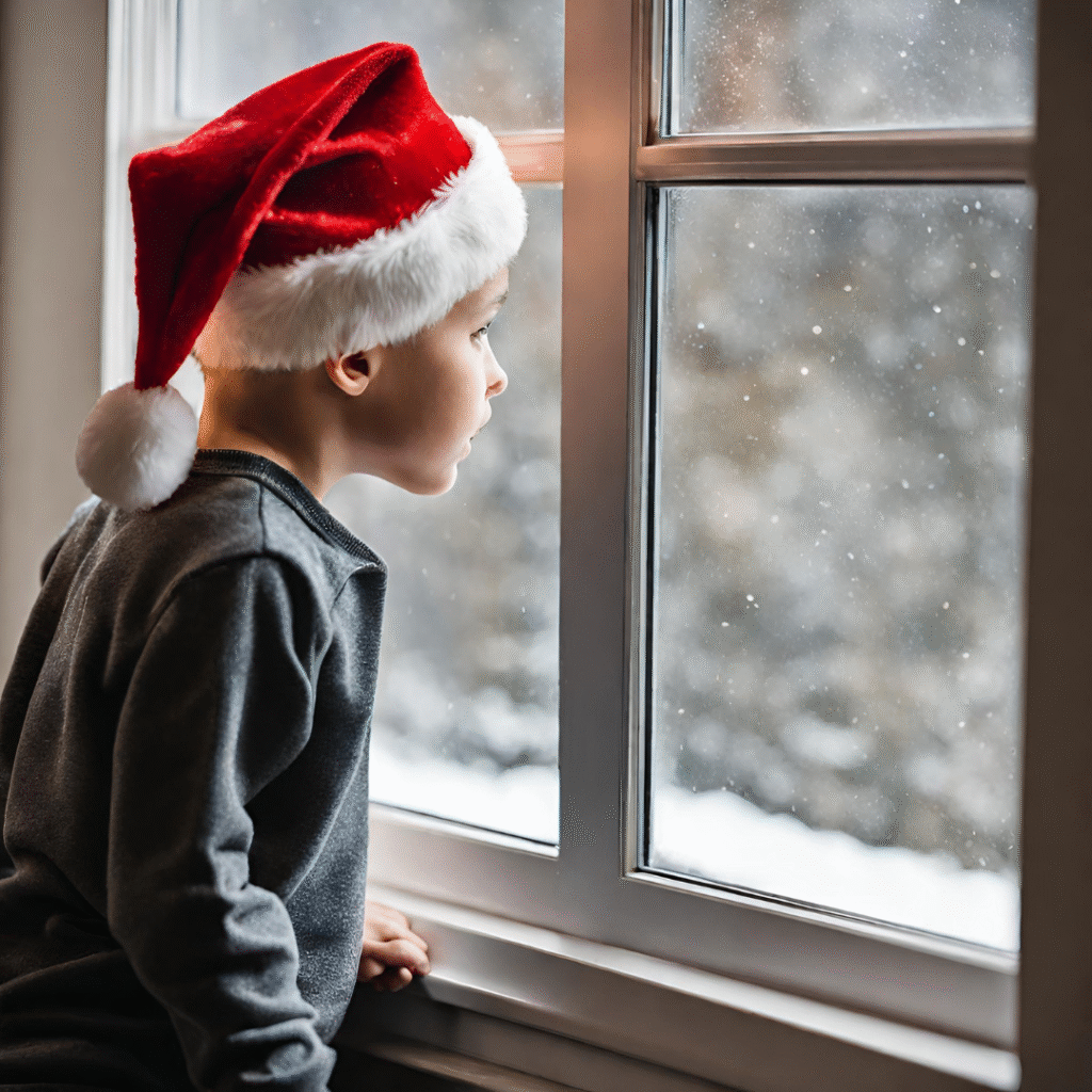 Looking out window a child looking out the window for an elf